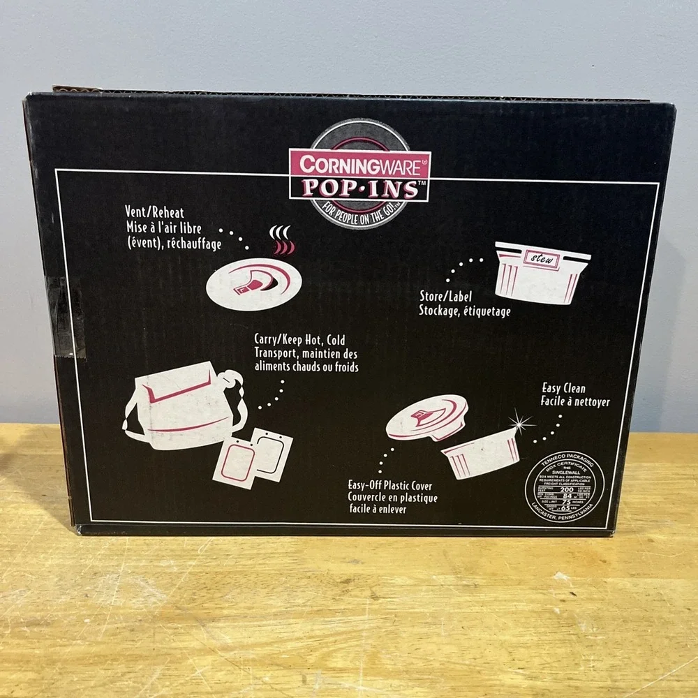 Corningware Pop-ins 24 Oz Oval Container W/ Lid Carrying Case Hot Cold Pack NOS‎